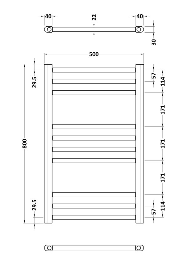 Hudson Reed Lorica Straight Towel Rail Dual Fuel Heated Towel Rails ...
